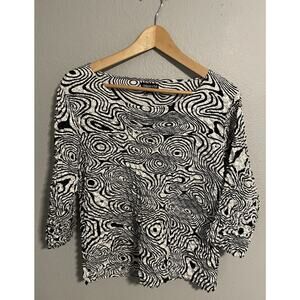 Vintage Limited Too Juniors Top One Size Black Abstract Psychedelic Crinkle Y2K